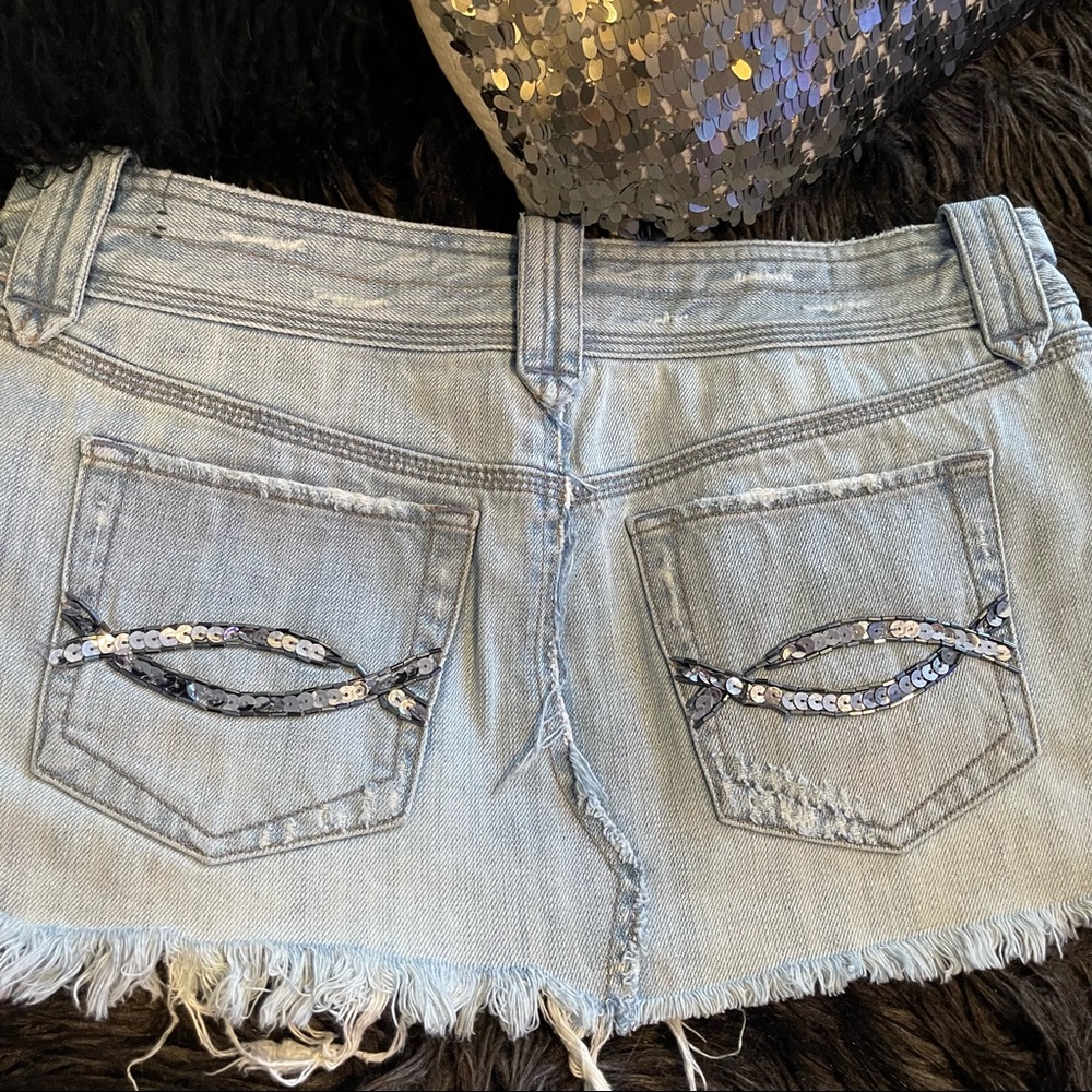 Vintage sequin logo Abercrombie & Fitch denim mini skirt